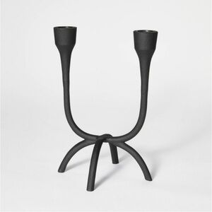 Studio McGee Aluminum Dual Candle Holder Black-Threshold